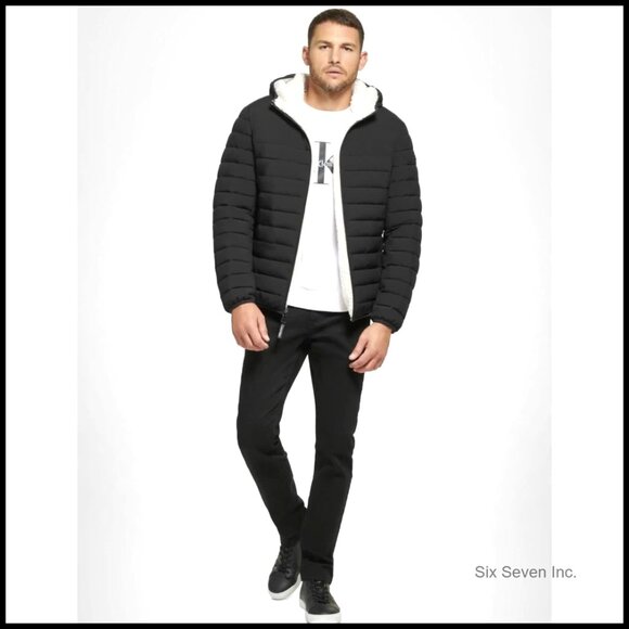 Packable Down Jacket Lightweight Fleece Bib Removable Hood Classic Mens